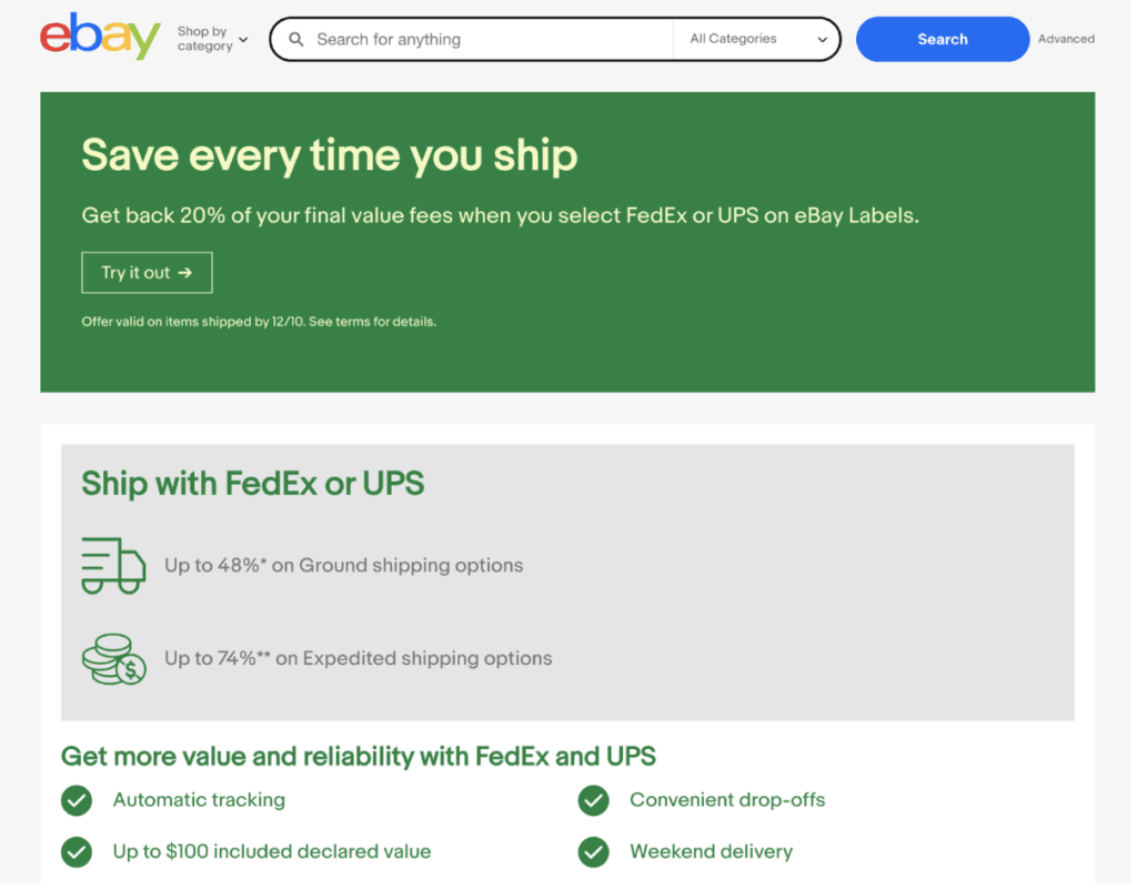 ebay shipping label creation