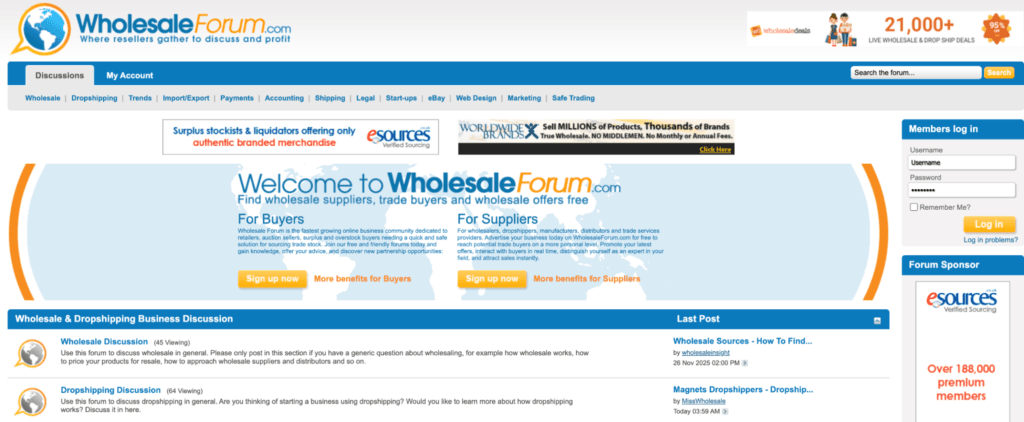 find dropshipping suppliers via wholesale forum