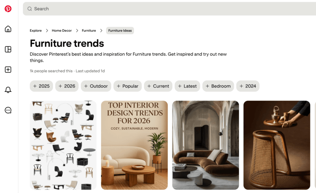 find furniture trends to dropship in pinterest
