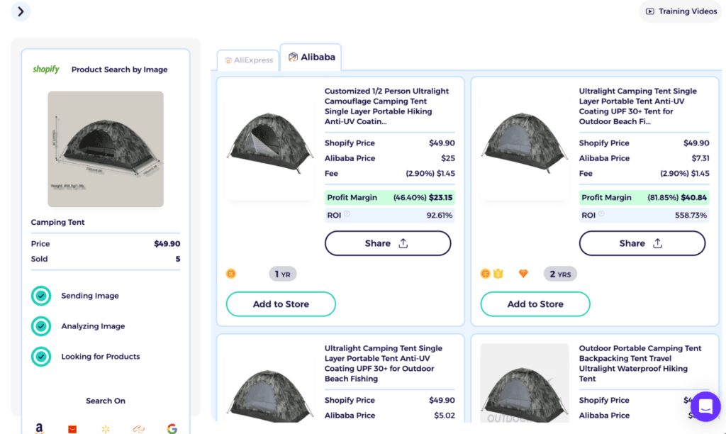 find uk shopify dropshipping suppliers using serach alibaba by image