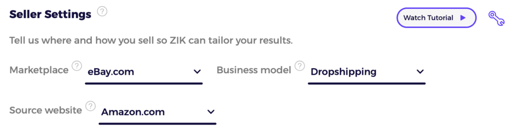 how to configure seller settings in zik ebay market insights