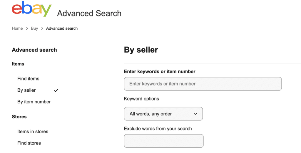 how to find a seller on ebay using ebay advanced search