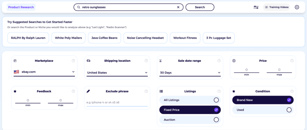 how to find a seller on ebay using zik analytics product research