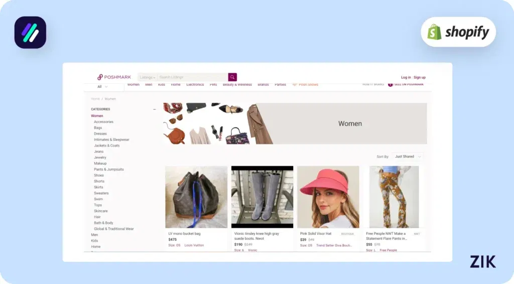 sourcing used clothes online are Poshmark