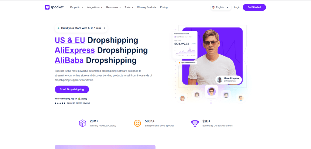 spocket is one of the european dropshipping suppliers