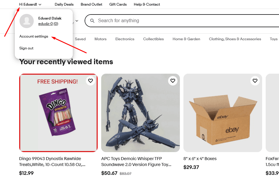 step 1 setting up ebay account adding payment my settings
