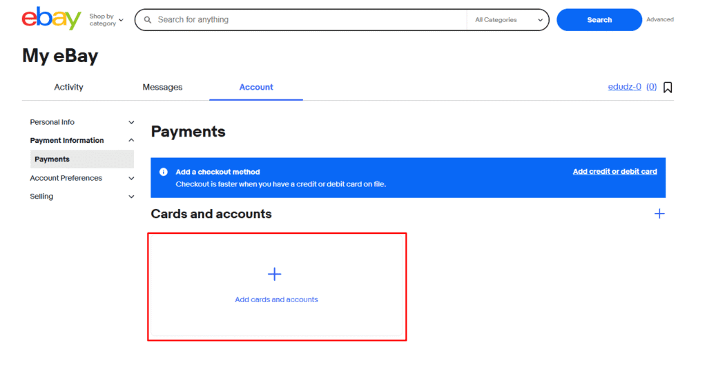 step 5 adding payment method to ebay account