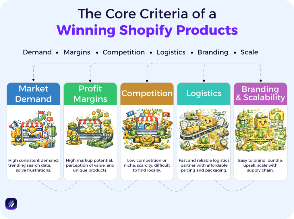 the core criteria of winning products to sell on shopify