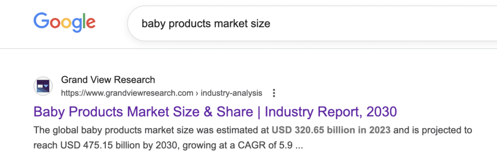 type in niche and marketsize or forecast to assess overall industry via goolge search to find products to sell on shopify