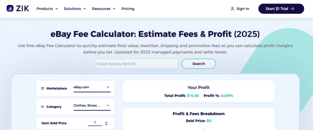 use ebay fee calculator to find additional fees when selling clothes on ebay