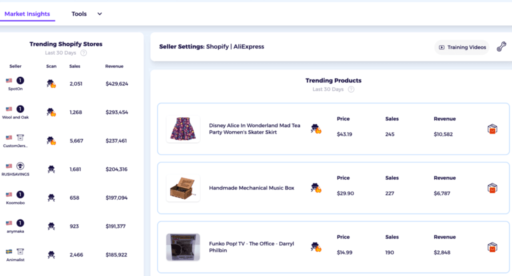 visit shopify market insight to see trending products in dropshipping to be your baseline in your research