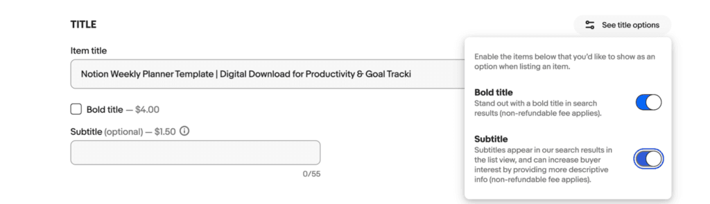 writing ebay title for digital product