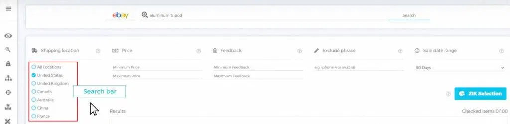 Enter in your product description, and hit search