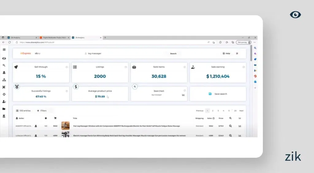 Leg Massager Zik Analytics Data