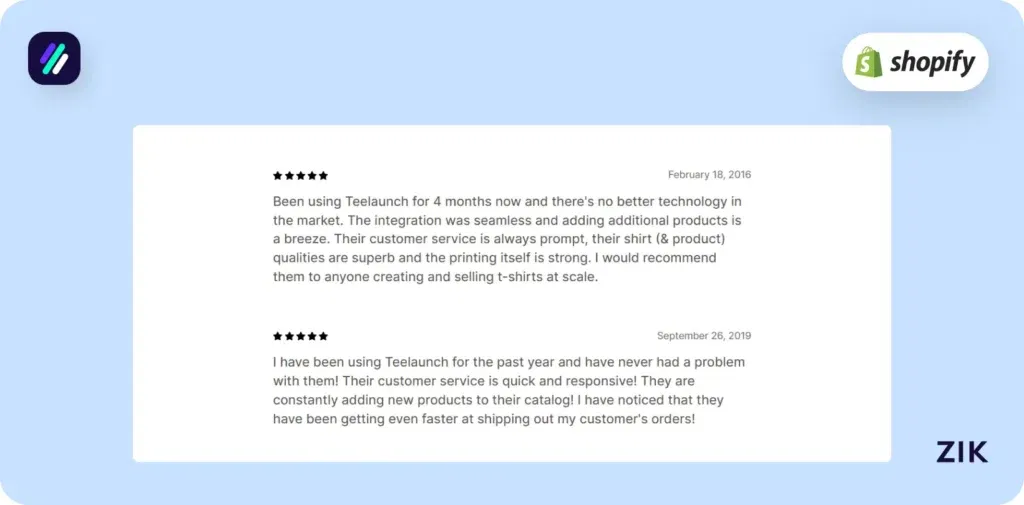 Print on Demand Apps Teelaunch reviews