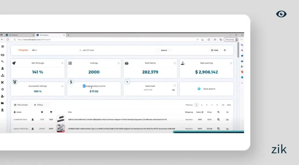 USB 3.0 Hub Zik Analytics Data