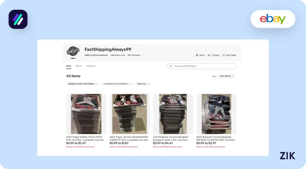 successful seller eBay sports card