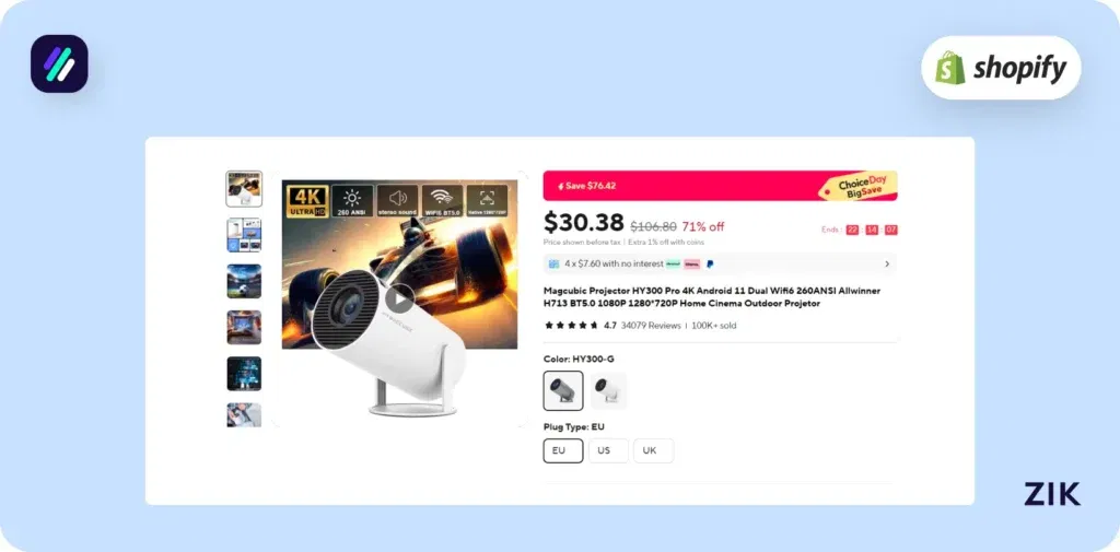 portable projector ali express option