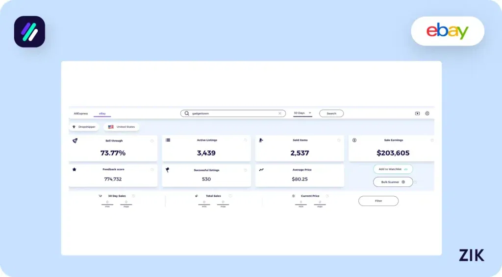 research tool to analyze the seller’s top-selling product
