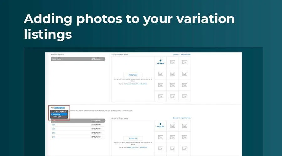 adding photos to your eBay variations