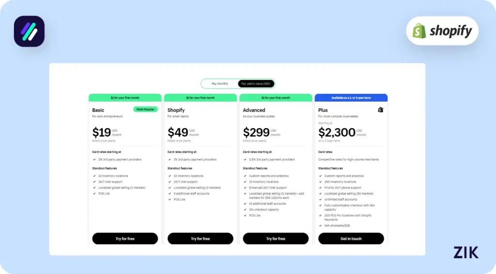 overview of the available plans and their pricing structures