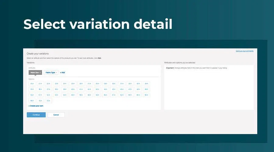 select variation detail