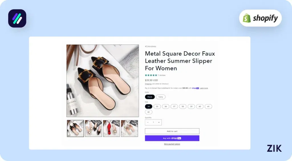 Metal Square Décor Faux Leather Summer Slipper for Women