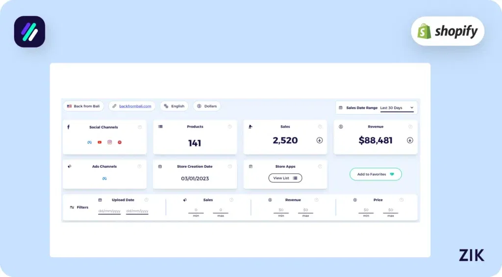 Shopify product research tool