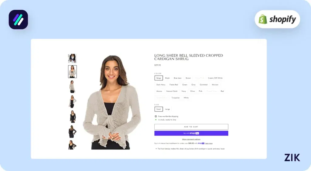 Shopify store name is Back from Bali