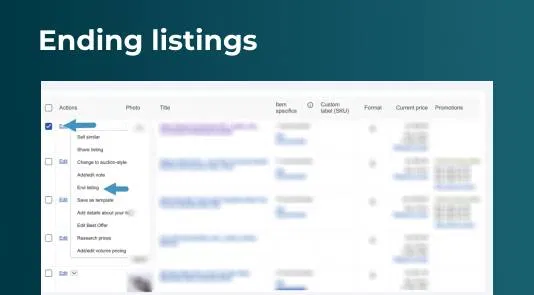 click on End My Listing