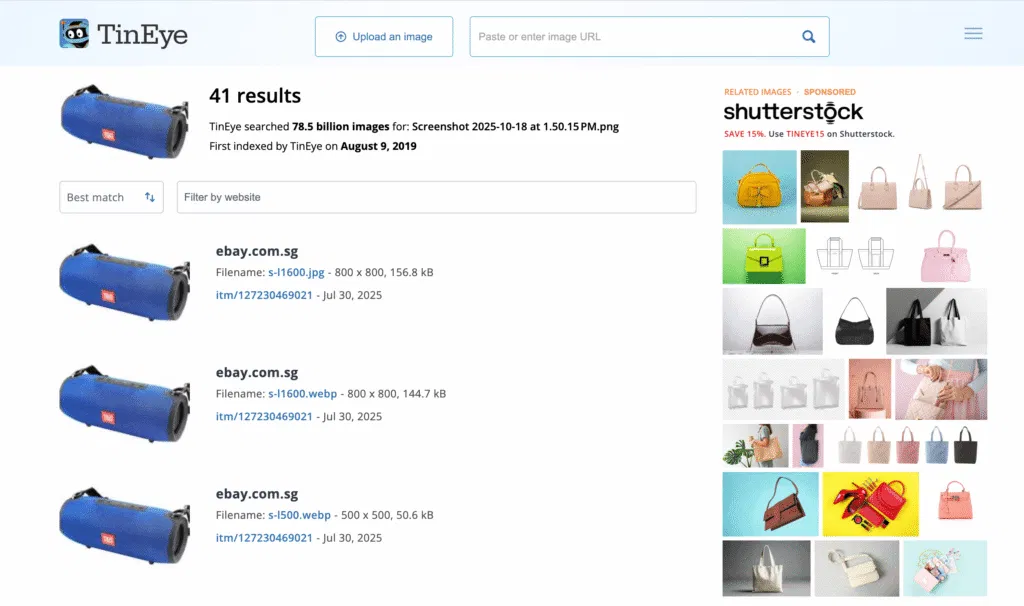 Tineye homepage to be reverse image search to AliExpress