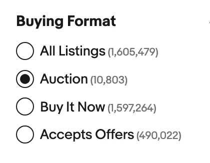 compare listing buy it now and auction sales options