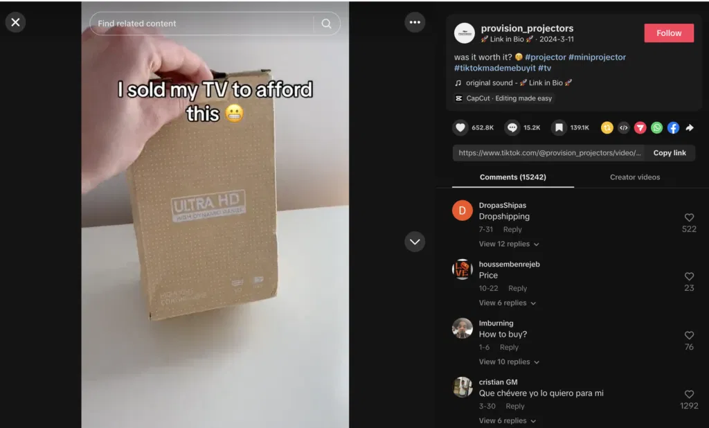 dropshipping niche analysis via tiktok