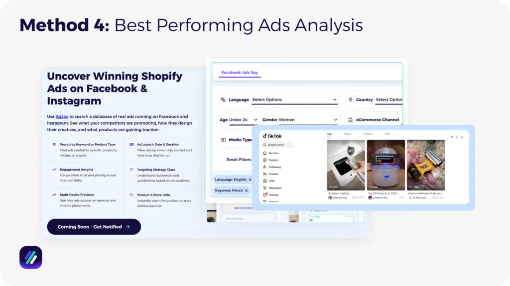 dropshipping product research method ad analysis