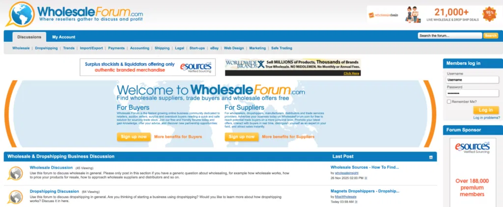 find dropshipping suppliers via wholesale forum