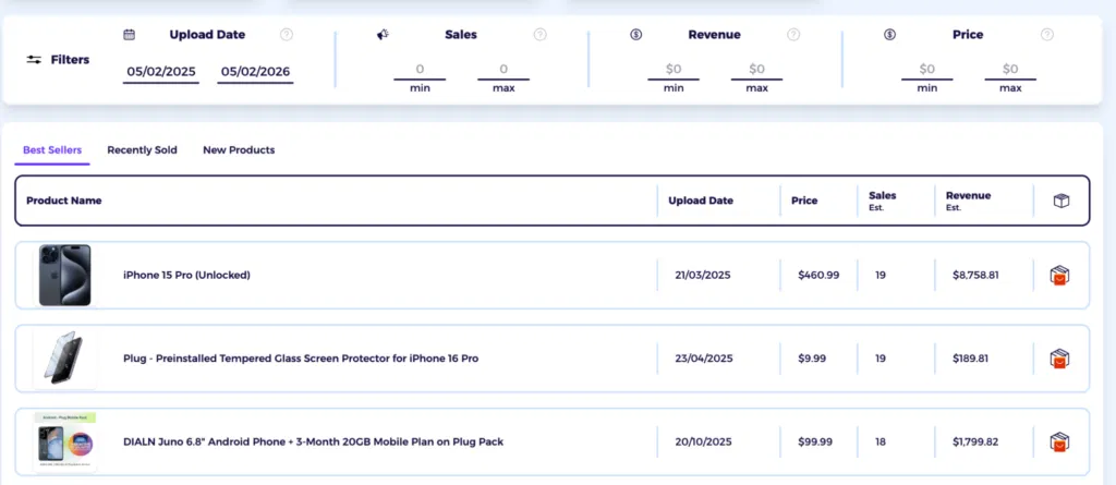 look at products that are recently uploaded products and identify their niche