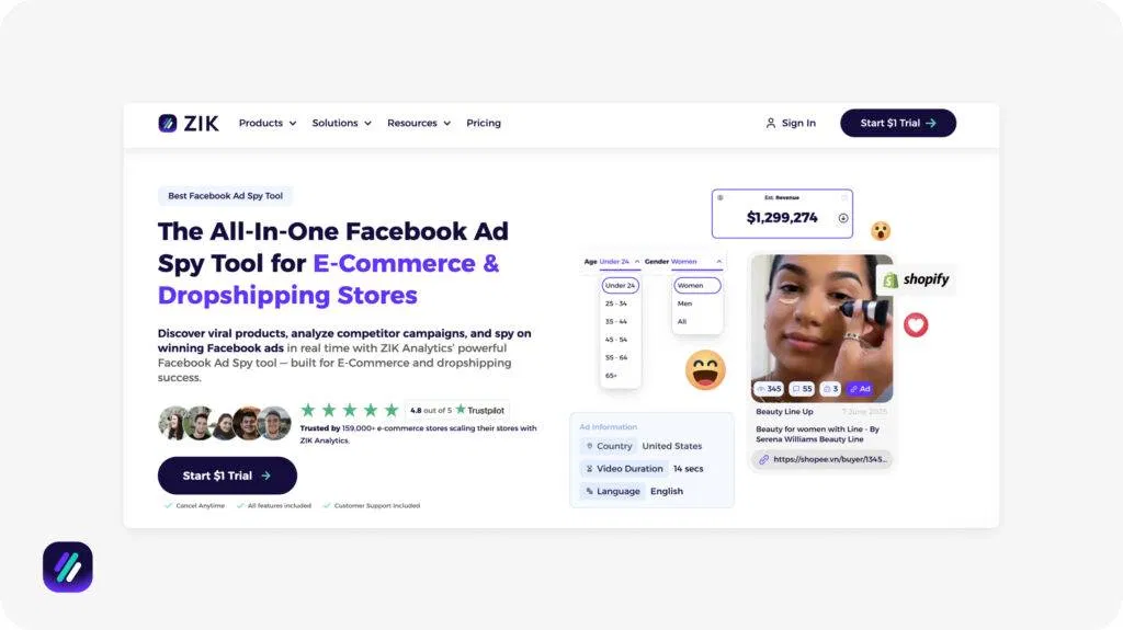 one of the best dropshipping software for adspy is ZIK Analytics