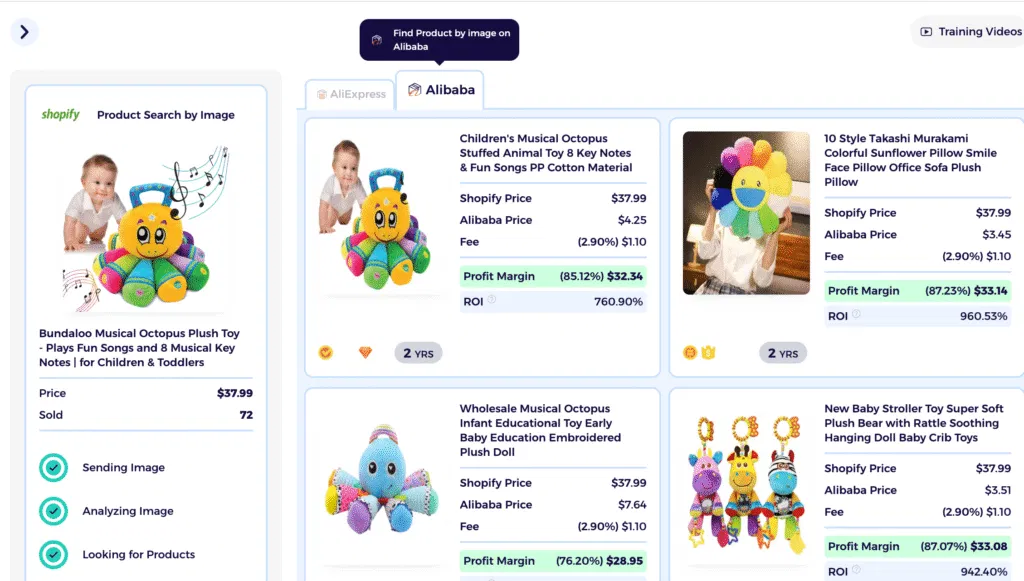 search alibaba by image zik image search and click on Alibaba tab