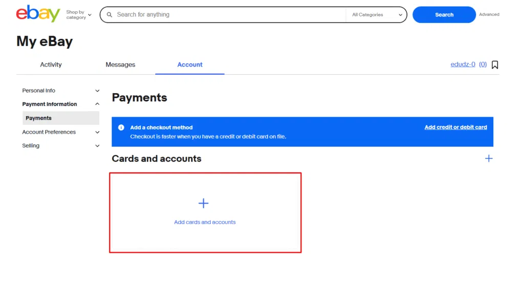 step 5 adding payment method to ebay account