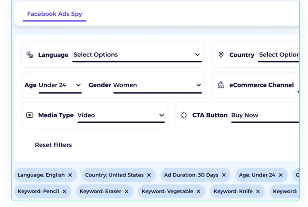 zik analytics facebook ads spy filters