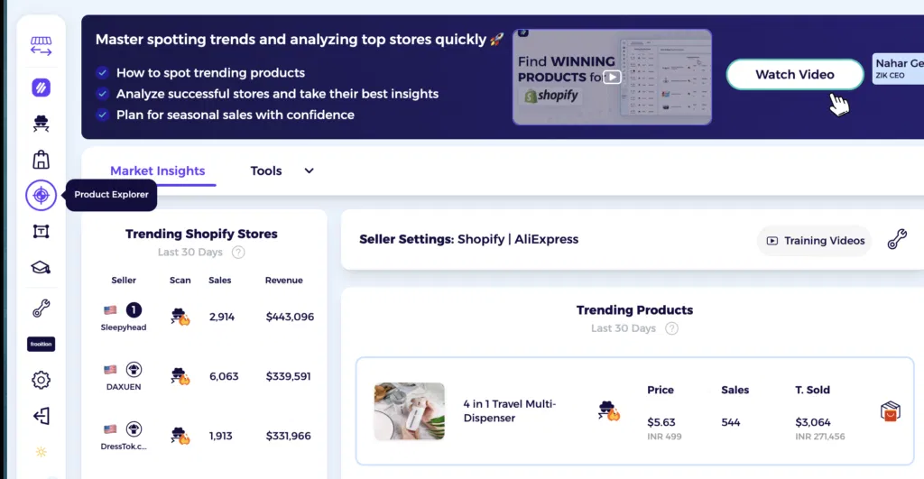 zik analytics shopify market insights